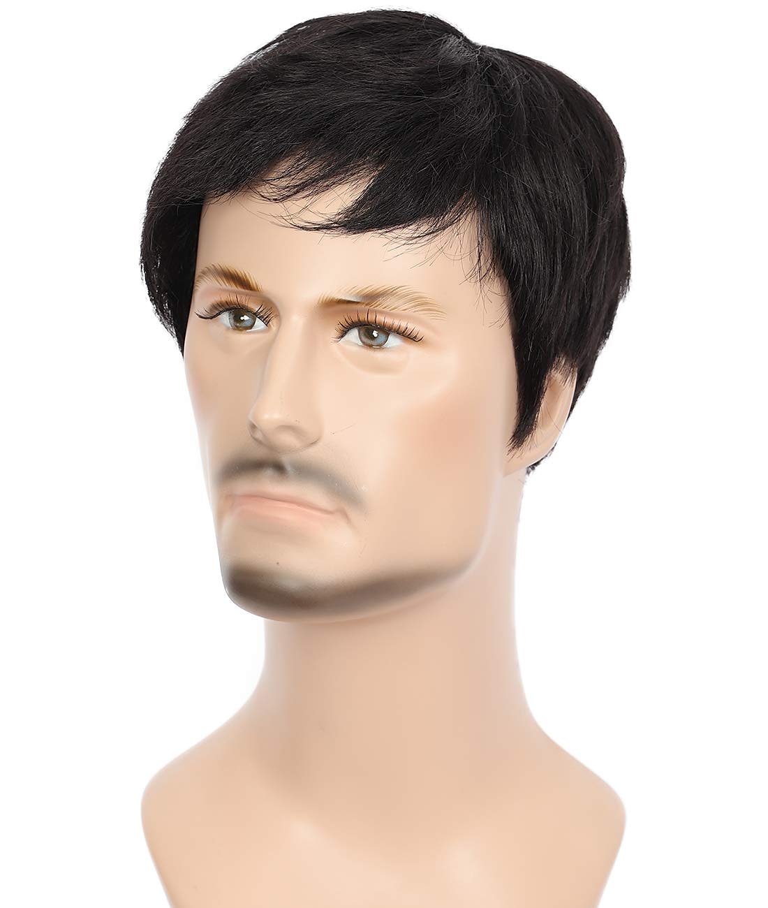 brune parykker for menn kort rett svart parykk for menn som passer for middelaldrende og eldre menn 2025 - $28.99 –P4