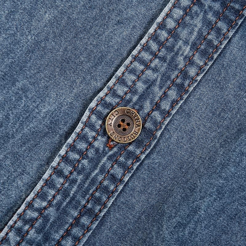 Pánské Košile Letní košile Košile pro volný čas Džínová košile Košile na knoflíky Námořnická modř Dusty modrá Světle modrá Krátký rukáv Pevná barva Límeček Přehnutý netisknutelný Denní Džínovina 2025 - $38.99 –P7