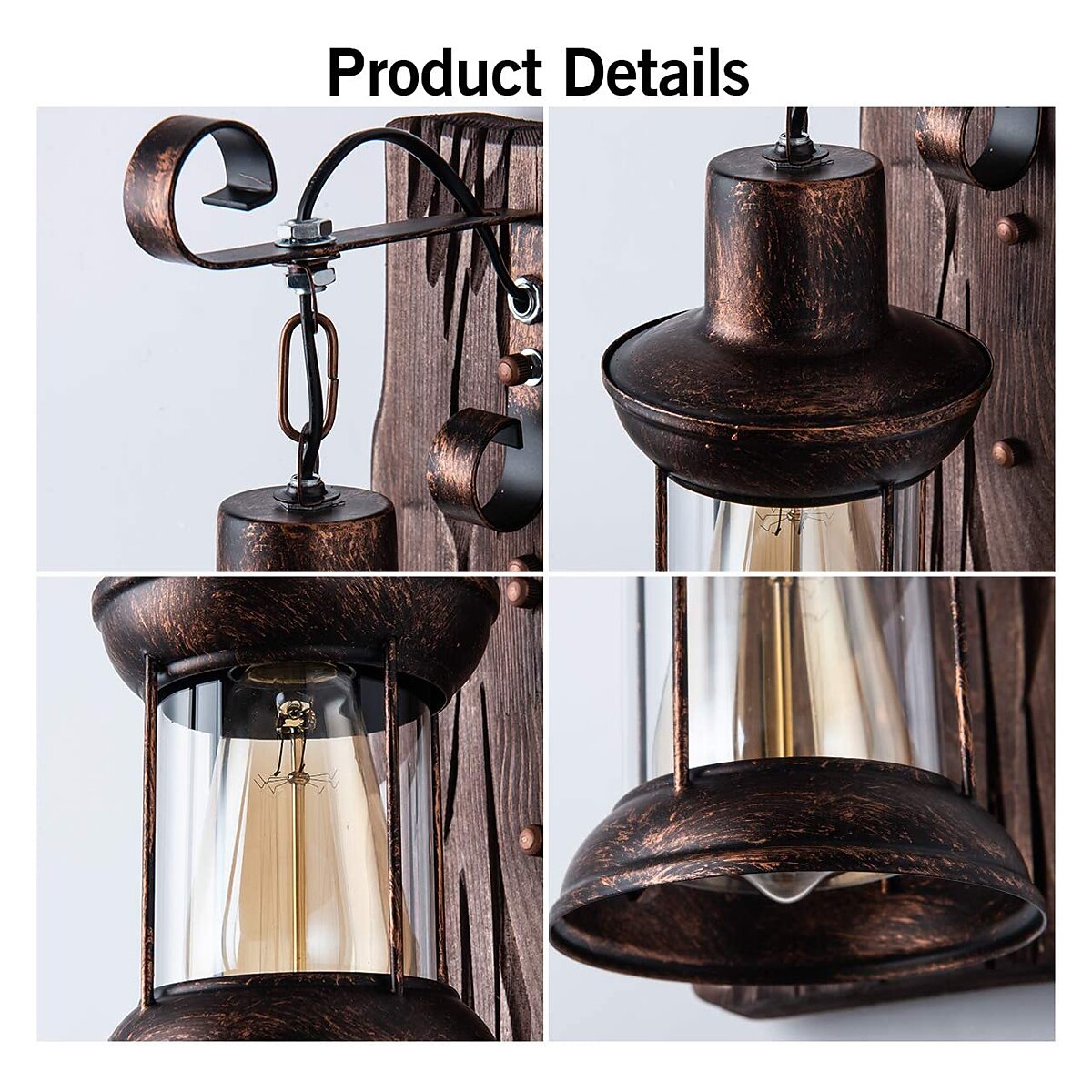 Lightinthebox светодиодный настенный светильник винтажный ретро деревянный металл живопись цветной настенный светильник бра светильник с вилкой длиной 6 футов и выключателем вилка 2026 - $113.99 –P2