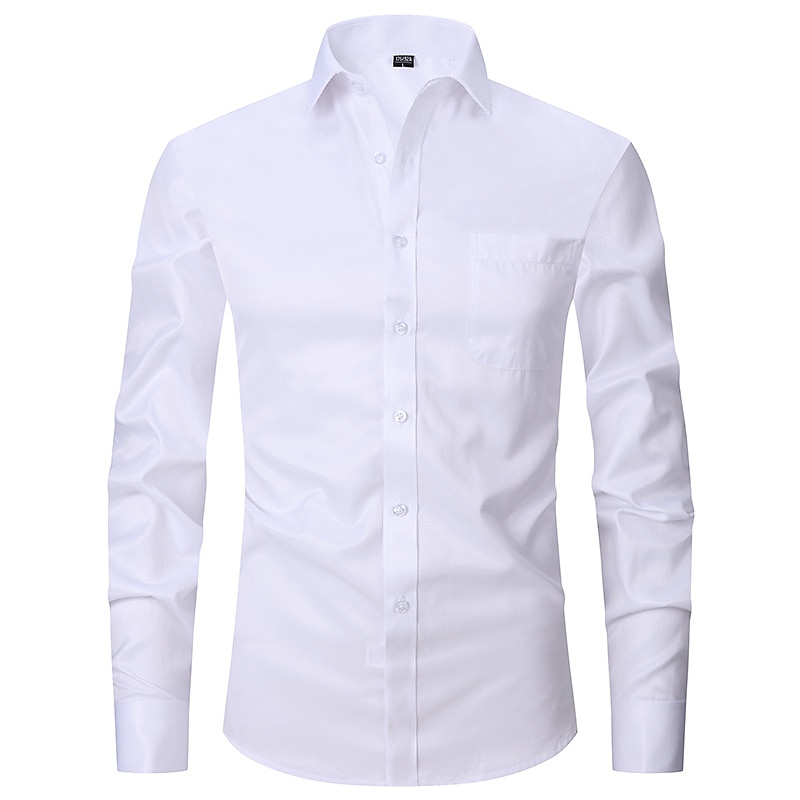 Herren Kleidhemd Bügelfreies Hemd Kragenhemd Knopfhemd Einfach Hochzeit Outdoor Schwarz Weiß Blau Purpur Langarm Umlegekragen Sommer Frühling Bekleidung Button-Down 2025 - $25.99 –P2