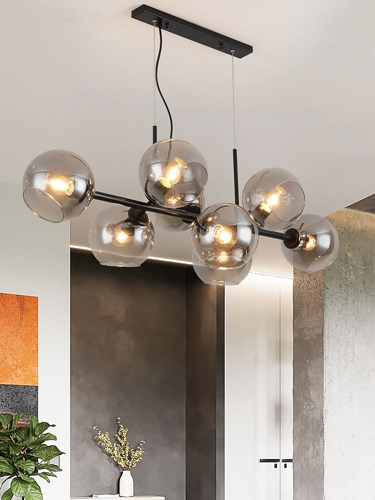 lámpara colgante led isla de luz bronce negro cobre moderno comedor nórdico lámpara de dormitorio sala de estar minimalista lámpara de burbuja molecular de vidrio de frijol mágico 110cm 2025 - $605.76 –P3