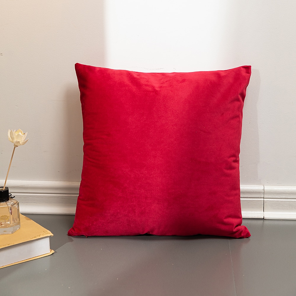 dekorative kasteputer høst putetrekk putetrekk moderne enkel tykk nederlandsk fløyel ensfarget sofa stue soverom 1 stk rosa blå salvie grønn lilla 2025 - $10.99 –P7