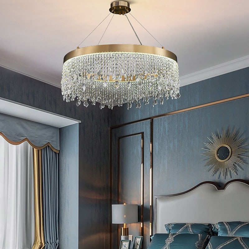 ledet anheng lys gull krystall lysekrone 60cm 80cm lantern desgin lysekrone rustfritt stål galvanisert led 110-120v 220-240v 2025 - $1186.49 –P7