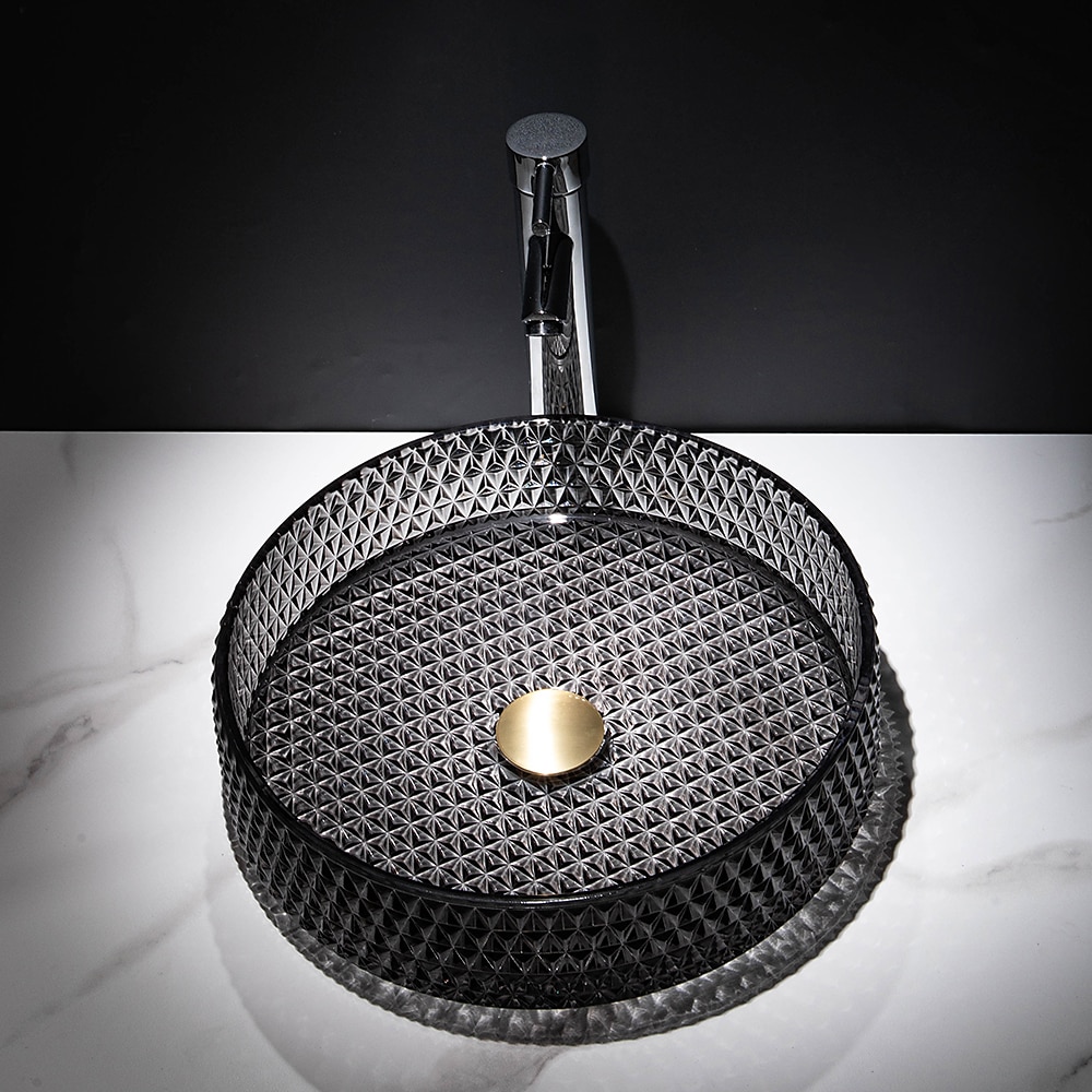 Lavabo de salle de bain avec robinet chromé, lavabo en verre, lavabo à cylindre, lavabo à main, installation de plan de travail, bassin en verre avec robinet en laiton chromé de 2025 ? GBP £225 –P14
