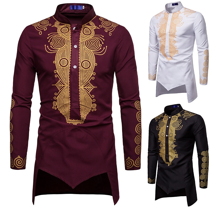 Herren Hemd Moderne afrikanische Outfits Afrikanischer Druck Dashiki Maskerade Erwachsene Hemd Party 2025 - $35.99 –P2
