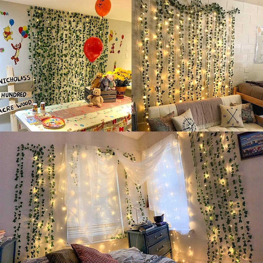 Elegant Wedding Party Reception 2M Solar LED String Lights with Ivy Leaves - Warm White, 8 Modes IP65 Waterproof Outdoor Hanging Lights for Yard, Fence, Wall, Home Decor 2025 - $12.49 –P16