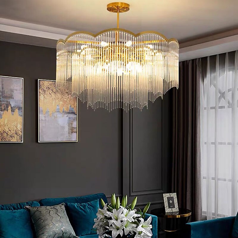 ledet anheng lys moderne krystall lysekrone 80 cm lantern desgin innfelt lys rustfritt stål galvanisert 110-120v 220-240v 2025 - $1444.69 –P5