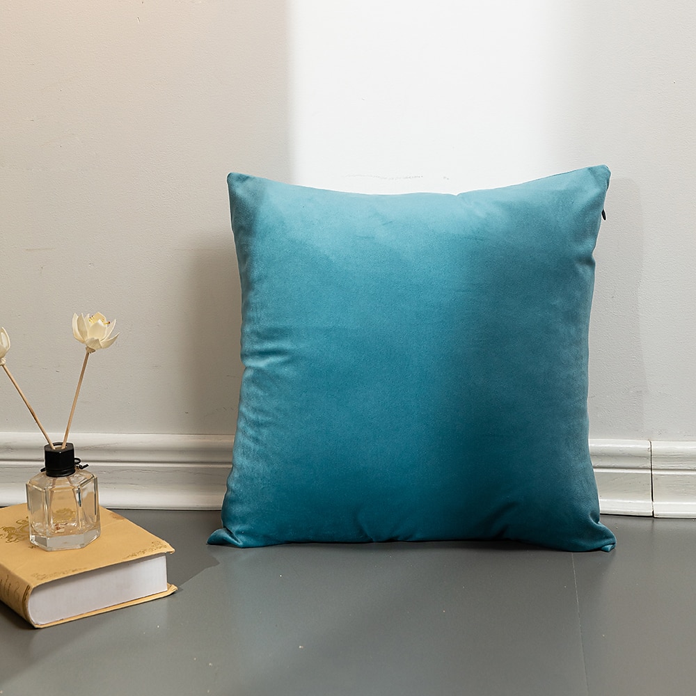 dekorative kasteputer høst putetrekk putetrekk moderne enkel tykk nederlandsk fløyel ensfarget sofa stue soverom 1 stk rosa blå salvie grønn lilla 2025 - $10.99 –P9