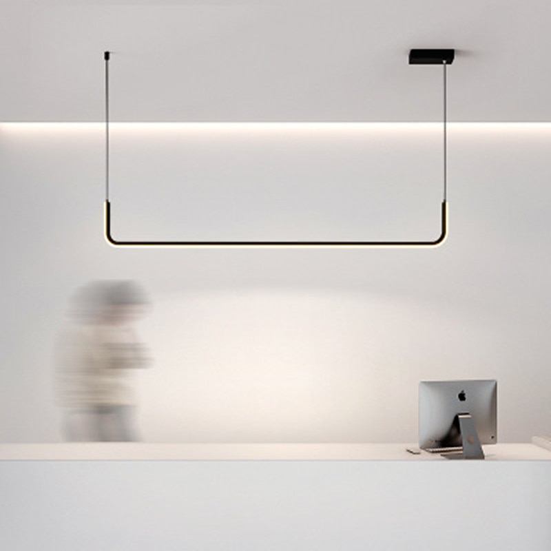 90/120 cm led pendel enkelt design moderne nordisk svart gull lysekrone aluminium stilig øy lys malt finish kunstnerisk 110-120v 220-240v 2025 - $227.79 –P6