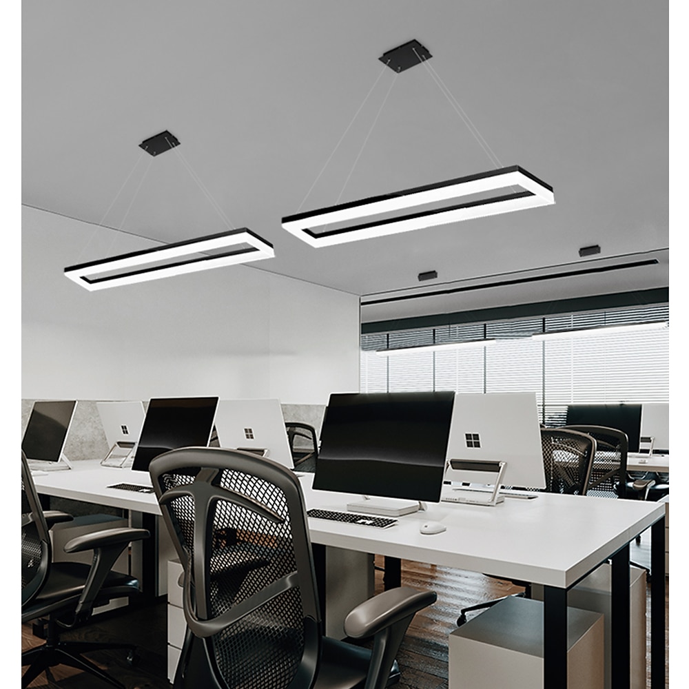 90 cm luz pendente led design quadrado preto moderno ilha luz de alumínio sala de jantar biblioteca de escritório 110-120v 220-240v de 2026 por $399.99 –P5