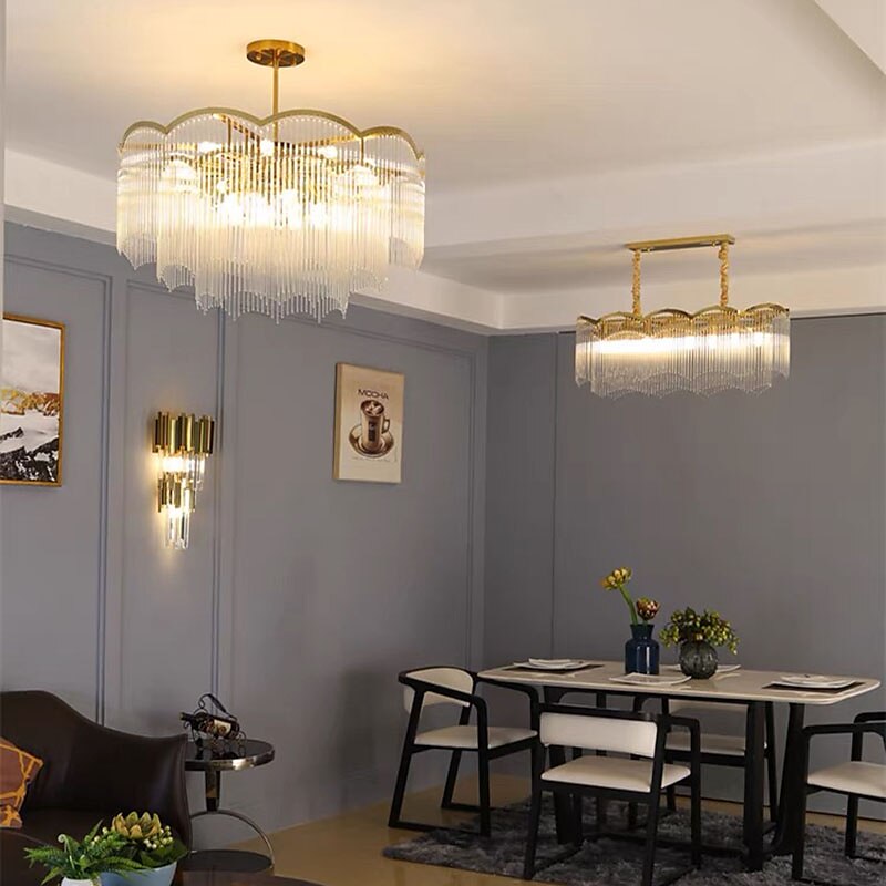 ledet anheng lys moderne krystall lysekrone 80 cm lantern desgin innfelt lys rustfritt stål galvanisert 110-120v 220-240v 2025 - $1444.69 –P4