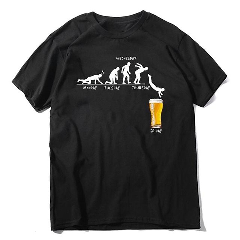 Bărbați Bere Uman Tricou Tricouri 100% Bumbac Manșon scurt Grafic Cămaşă Heather Grey Negru Alb Tricou confortabil Casual Festivalul de Bere Îmbrăcăminte de designer de modă 2025 - $15.99 –P5