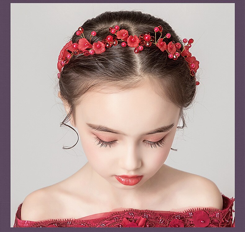 Kids Baby Girls' Headdress Red Flower Girl Dress Headdress Birthday Princess Braided Hair Accessories Girl Head Flower Show Headband 2026 - $9.49 –P2