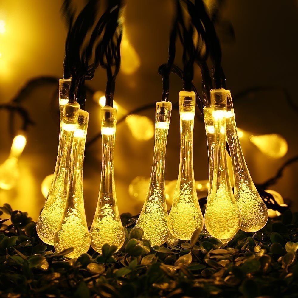 utendørs solstreng lys utendørs vanntett sol vanndråpe fairy streng lys 7m 50leds dekorativ lampe jul bryllup utendørs hage gårdsplass plen dekorasjon ledet sol hage lys 2025 - $30.99 –P4