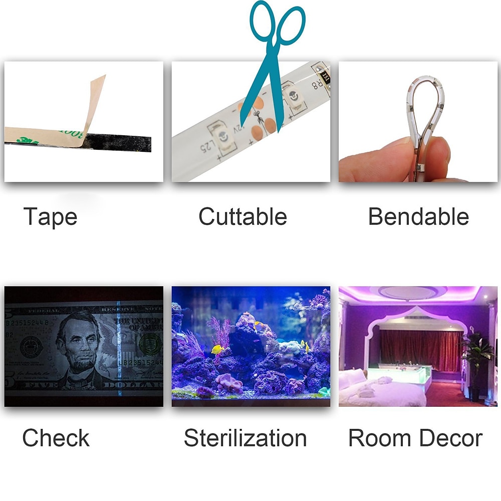 LED Strip Light 2X5M 32.8ft LED UV Black Light Strip Kit 600 Units UV Lamp Beads 12V Flexible Blacklight Fixtures 10m LED Ribbon Waterproof for Indoor Fluorescent Dance Party Stage Lighting Body Paint 2025 - $50.99 –P2
