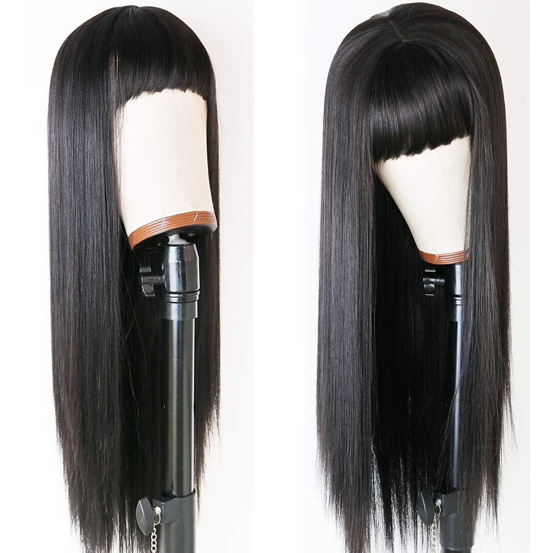 groene pruik steil haar pruik met lucht pony machine pruik diepe wortel gradiënt groen 2 kleuren lange hittebestendige vezel synthetisch haar lijm gratis 24 inch 2025 - $28.99 –P7