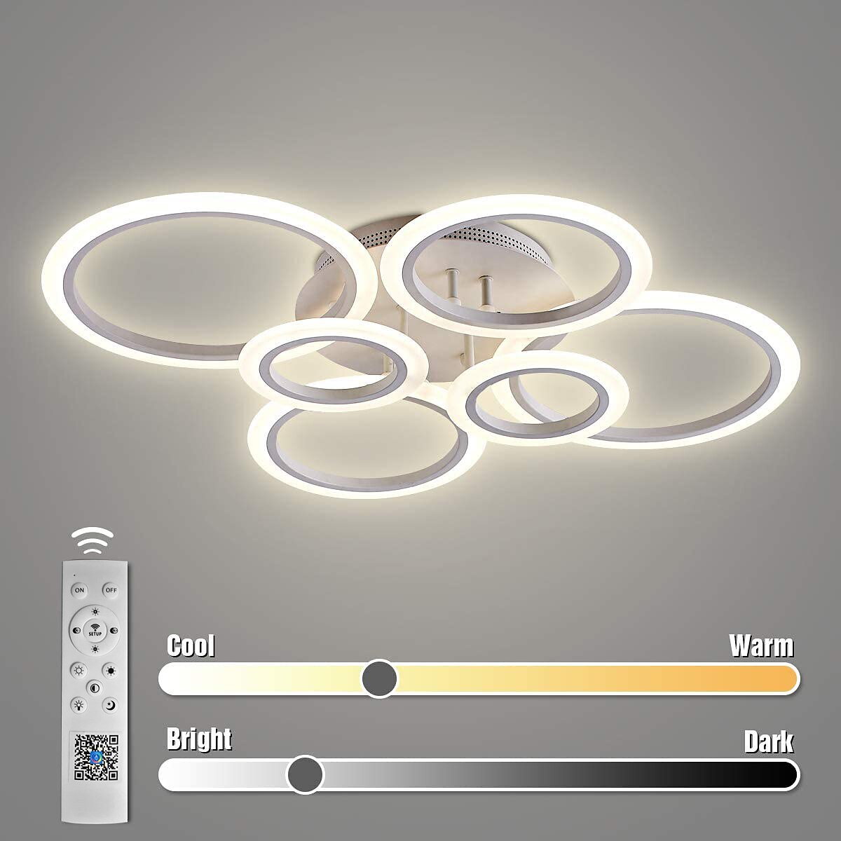 LED Ceiling Light Glow outward LED Ceiling Light 4/6/8-Light Flush Mount Lights Circle Design Modern Style Simplicity Acrylic 90W Living Room Dining Room Bedroom Light Fixture 2025 - $197.99 –P7