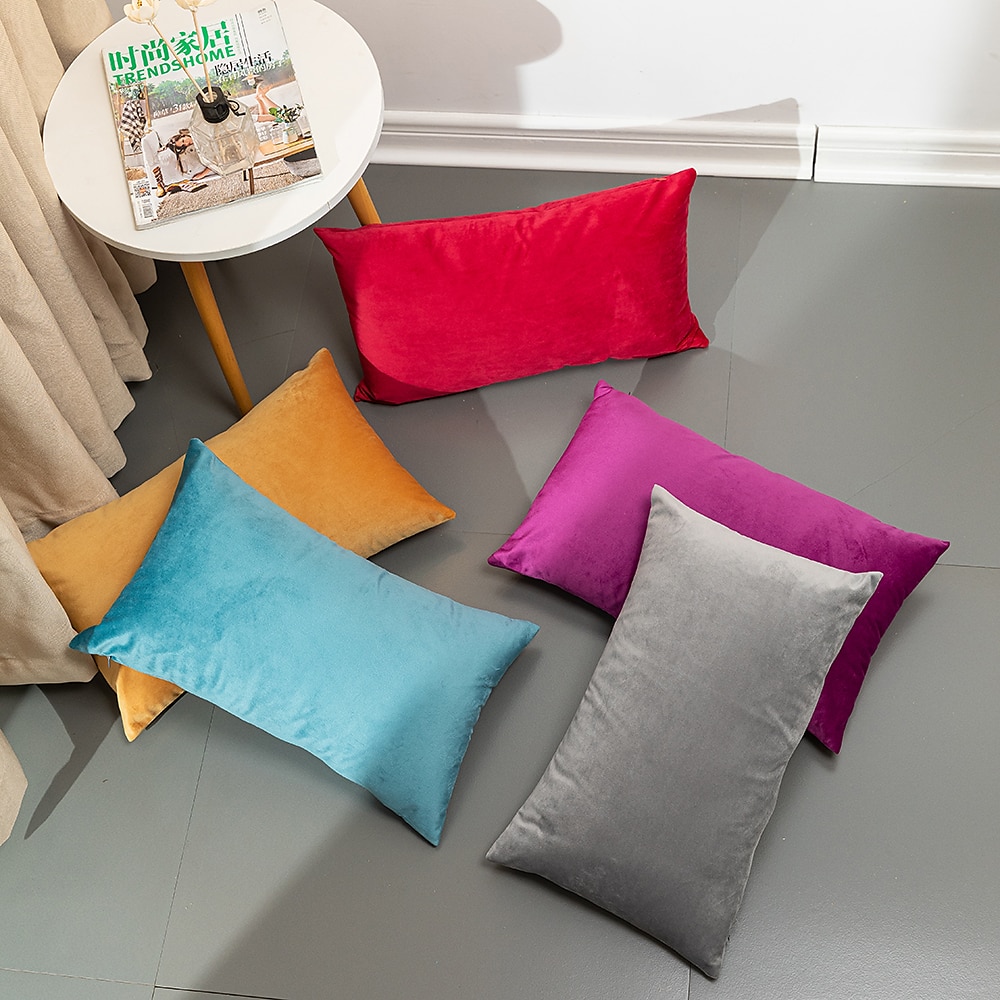 dekorative kasteputer høst putetrekk putetrekk moderne enkel tykk nederlandsk fløyel ensfarget sofa stue soverom 1 stk rosa blå salvie grønn lilla 2025 - $10.99 –P14