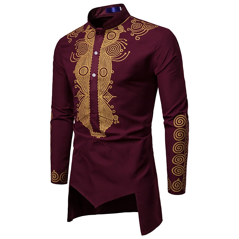 Herren Hemd Moderne afrikanische Outfits Afrikanischer Druck Dashiki Maskerade Erwachsene Hemd Party 2025 - $35.99 –P7