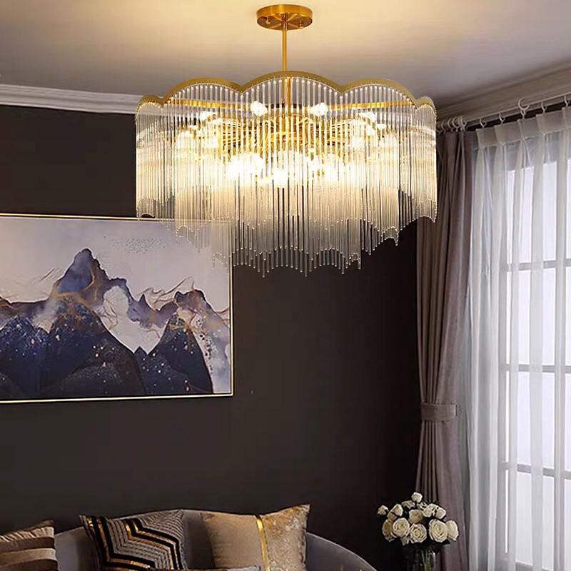 ledet anheng lys moderne krystall lysekrone 80 cm lantern desgin innfelt lys rustfritt stål galvanisert 110-120v 220-240v 2025 - $1444.69 –P6