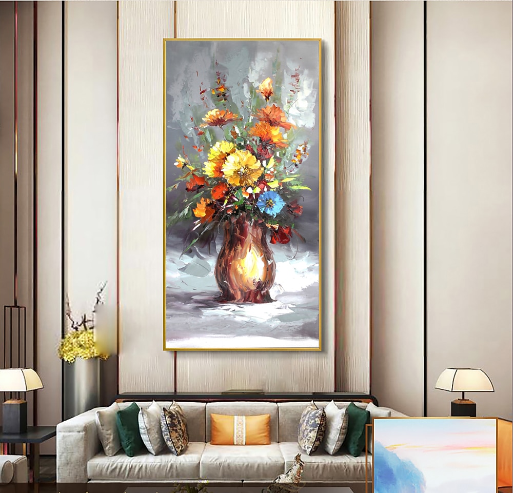 Ölgemälde handgemachte handgemalte Wandkunst abstrakte Stillleben schöne Blume Bonsai Wohnkultur Dekor gerollte Leinwand kein Rahmen ungedehnt 2025 - $77.99 –P4