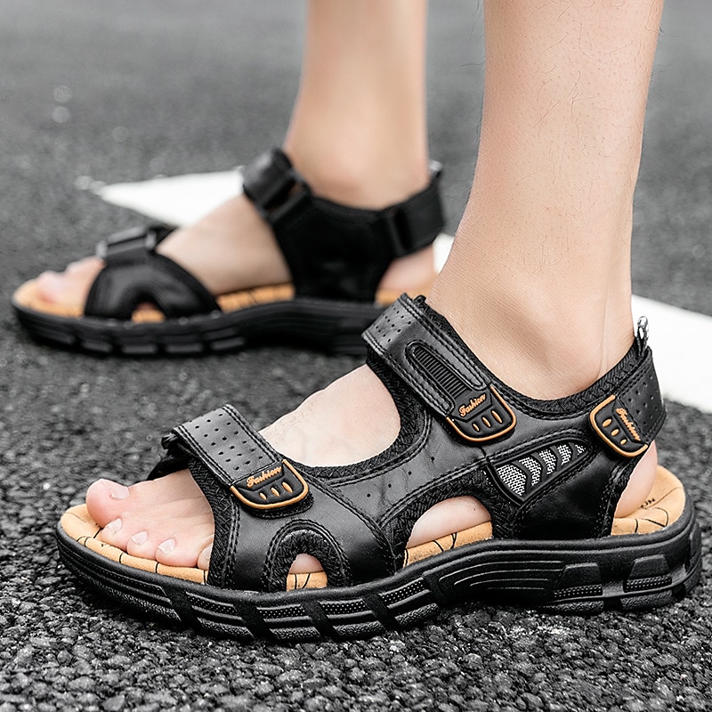 bruna vandringssandaler för män med justerbara remmar – bekväma och slitstarka sommarskor för äventyr och fritidskläder 2025 - $32.99 -P4