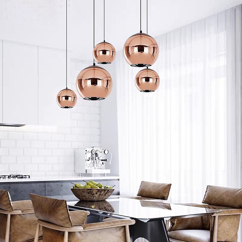 LED Pendant Light Rose Gold Globe Design Kitchen Island Light 15cm 20cm 25cm Single Desgin Metal Electroplated Modern Dining Room Living Room 110-120V 220-240V 2025 - $93.99 –P4