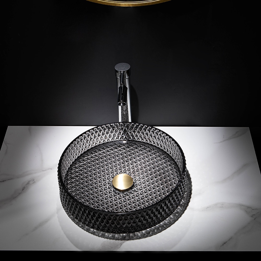 Lavabo de salle de bain avec robinet chromé, lavabo en verre, lavabo à cylindre, lavabo à main, installation de plan de travail, bassin en verre avec robinet en laiton chromé de 2025 ? GBP £225 –P13