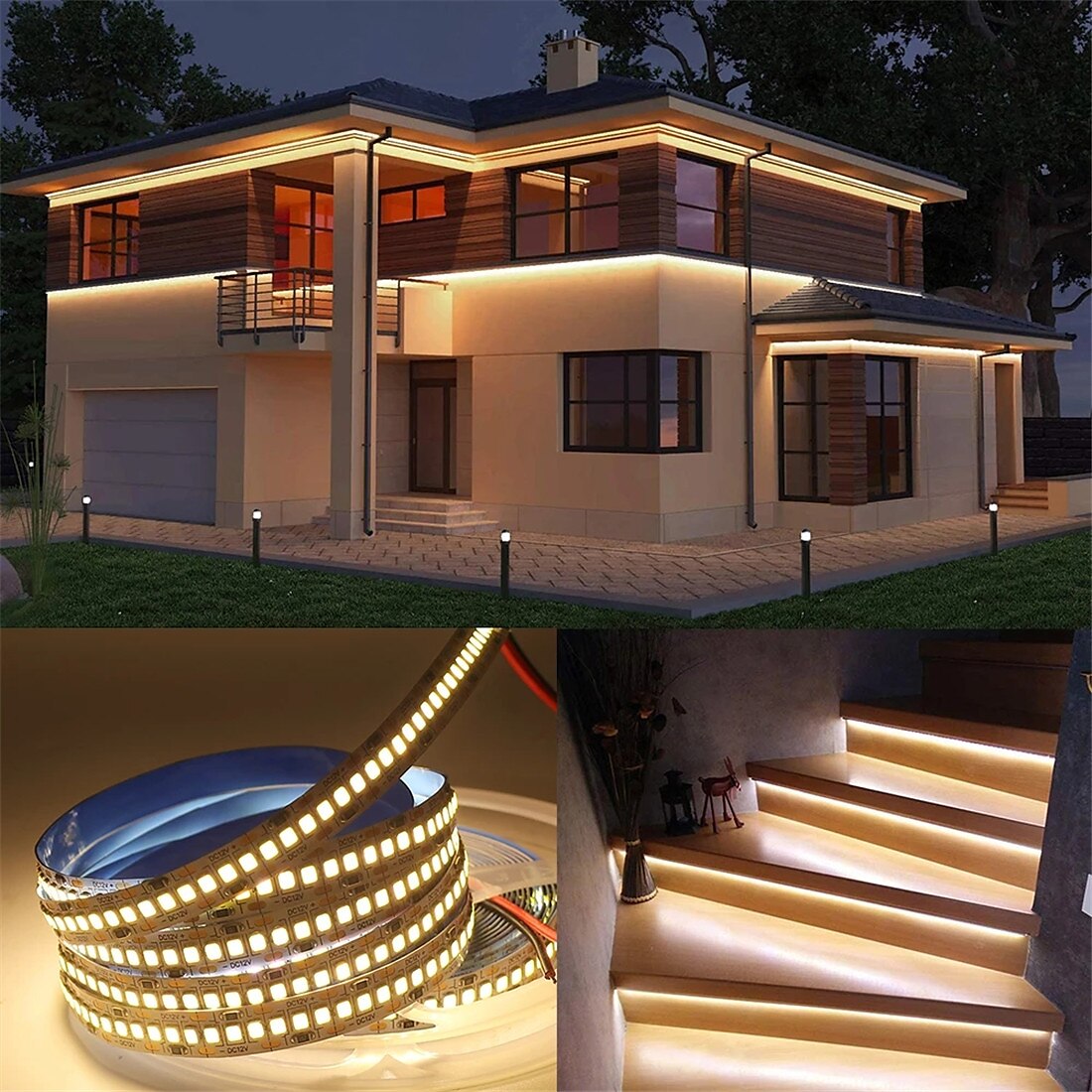 светодиодная лента 2835 1200leds высокая яркость теплый белый натуральный белый гибкий светодиодный трос ленточная световая лампа 5 м постоянного тока 12 в 2025 - $32.99 –P7