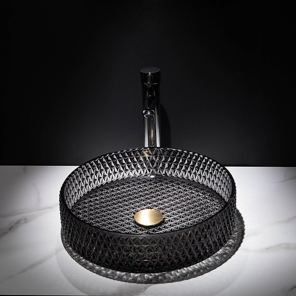 Lavabo de salle de bain avec robinet chromé, lavabo en verre, lavabo à cylindre, lavabo à main, installation de plan de travail, bassin en verre avec robinet en laiton chromé de 2025 ? GBP £225 –P11