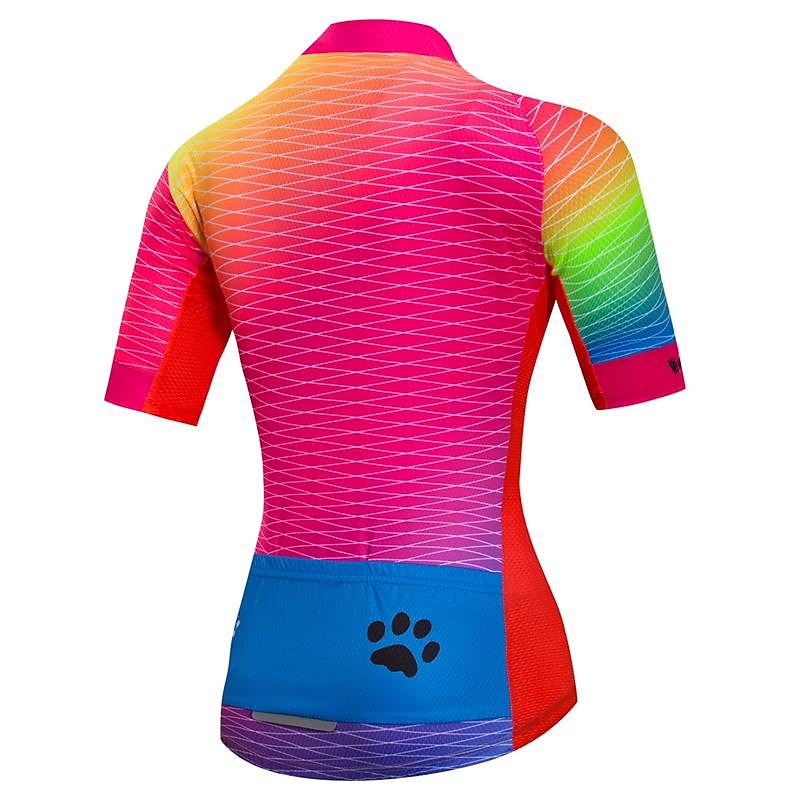 2026年 女性用 サイクリングジャージー 動物 虹色 勾配 半袖 バイク ジャージー トップス 3つのリアポケット付き マウンテンサイクリング ロードバイク 速乾性 ソフト 反射性ストリップ 後ポケット スポーツ ホワイト グリーン ローズレッド 衣類  コレクション – $30.99 –P3