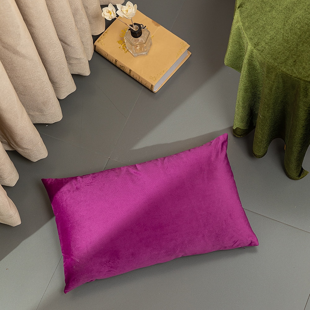 dekorative kasteputer høst putetrekk putetrekk moderne enkel tykk nederlandsk fløyel ensfarget sofa stue soverom 1 stk rosa blå salvie grønn lilla 2025 - $10.99 –P6