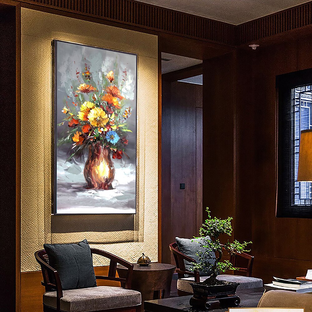Ölgemälde handgemachte handgemalte Wandkunst abstrakte Stillleben schöne Blume Bonsai Wohnkultur Dekor gerollte Leinwand kein Rahmen ungedehnt 2025 - $77.99 –P11