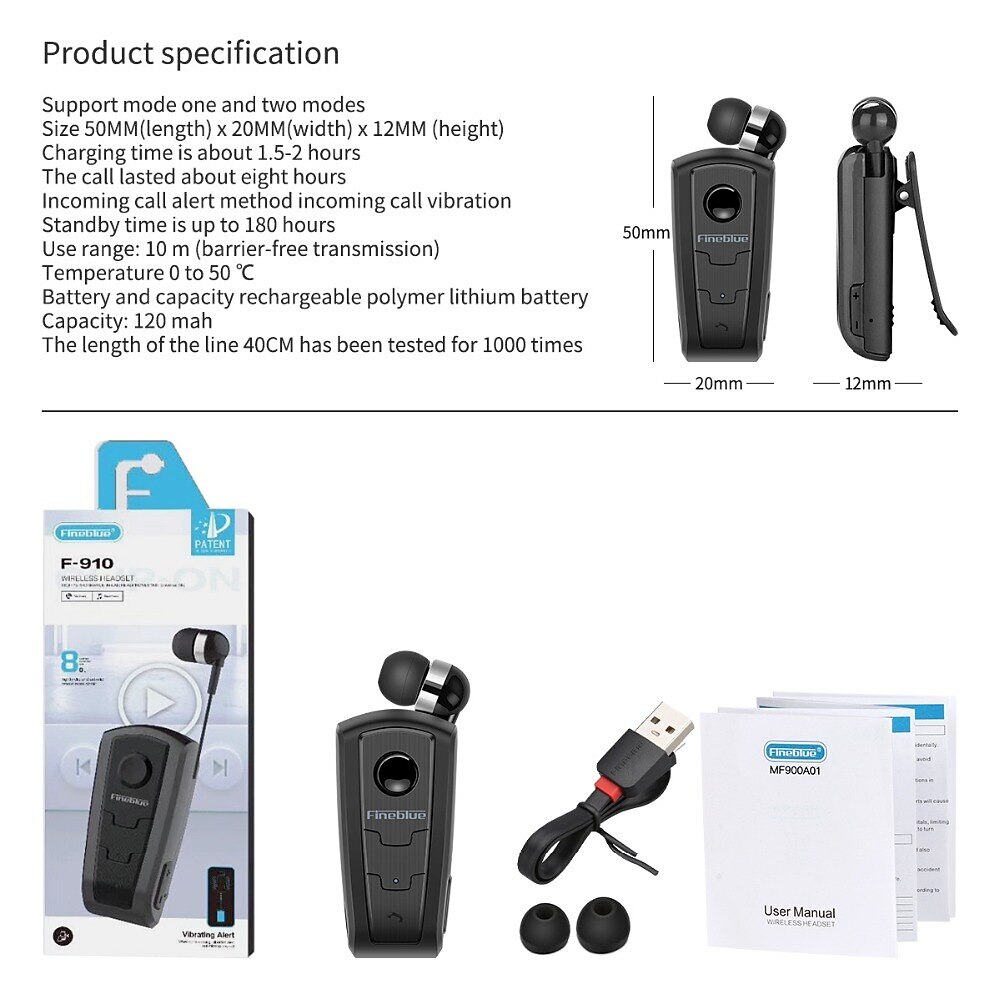 Fineblue F910 Collar Clip Bluetooth Headset Bluetooth5.0 Ergonomic Design Stereo Long Battery Life for Apple Samsung Huawei Xiaomi MI  Mobile Phone Valentine's Day Gift 2026 - $31.99 –P11