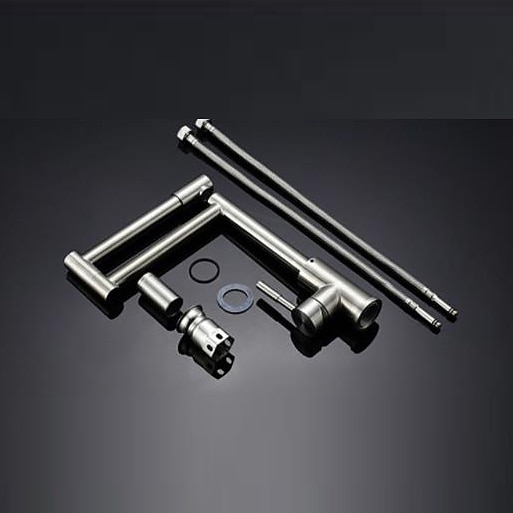 Torneira de cozinha, aço inoxidável de estilo moderno, manípulo único, um orifício, níquel escovado, enchimento de pote, deck, torneiras de cozinha retrô com água quente e fria de 2025 por $129.99 –P9