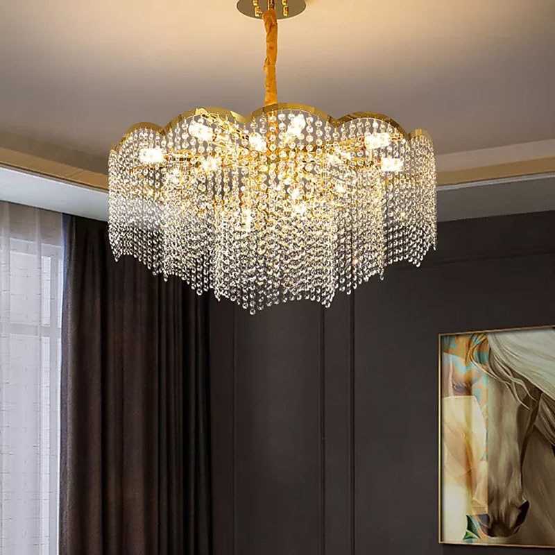 נברשת קריסטל אור תליון led 60 ס"מ פנס desgin נירוסטה מודרנית 110-120 v 220-240 v 2025 - $1006.09 –P7