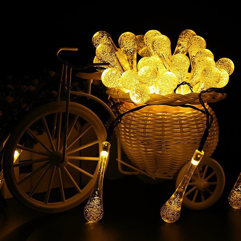utendørs solstreng lys utendørs vanntett sol vanndråpe fairy streng lys 7m 50leds dekorativ lampe jul bryllup utendørs hage gårdsplass plen dekorasjon ledet sol hage lys 2025 - $30.99 –P5