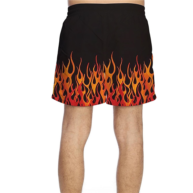 Men's Optical Illusion Print Flame Swim Trunks Swim Shorts Board Shorts Hawaiian Holiday Drawstring with Mesh lining Elastic Waist Designer Clothing Apparel 2025 - $19.99 –P5