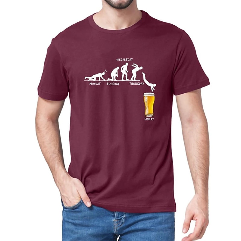 Bărbați Bere Uman Tricou Tricouri 100% Bumbac Manșon scurt Grafic Cămaşă Heather Grey Negru Alb Tricou confortabil Casual Festivalul de Bere Îmbrăcăminte de designer de modă 2025 - $15.99 –P4