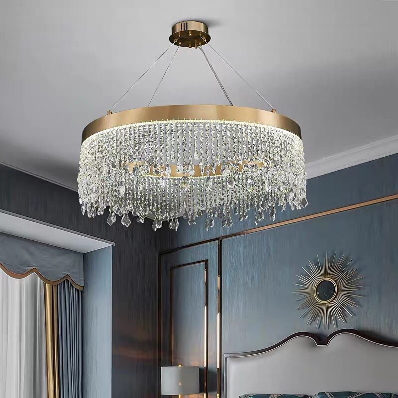 ledet anheng lys gull krystall lysekrone 60cm 80cm lantern desgin lysekrone rustfritt stål galvanisert led 110-120v 220-240v 2025 - $1186.49 –P4
