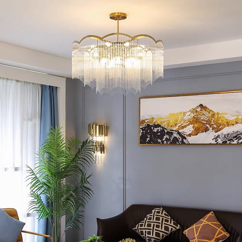 ledet anheng lys moderne krystall lysekrone 80 cm lantern desgin innfelt lys rustfritt stål galvanisert 110-120v 220-240v 2025 - $1444.69 –P11