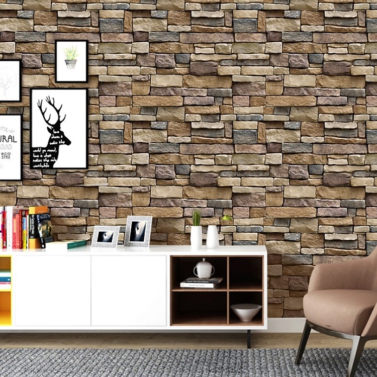 Fondos de pantalla frescos mural de pared papel tapiz de ladrillo 3d para paredes revestimiento de paredes película adhesiva despegar y pegar vinilo marrón extraíble PVC decoración del hogar 2026 - E£1038.44 –P2