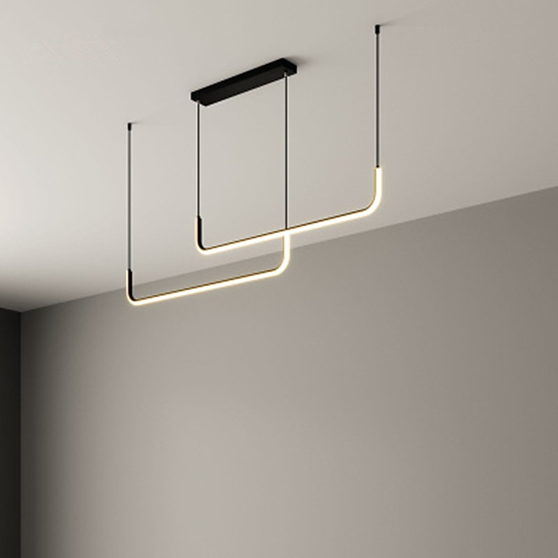 90/120 cm led pendel enkelt design moderne nordisk svart gull lysekrone aluminium stilig øy lys malt finish kunstnerisk 110-120v 220-240v 2025 - $227.79 –P7