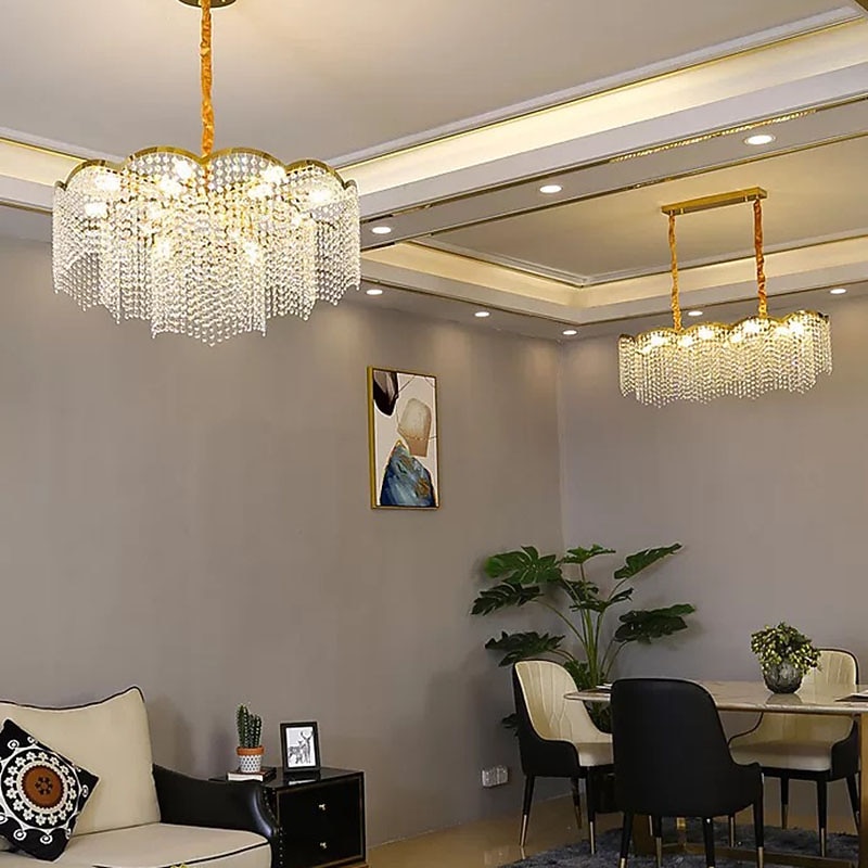 נברשת קריסטל אור תליון led 60 ס"מ פנס desgin נירוסטה מודרנית 110-120 v 220-240 v 2025 - $1006.09 –P6