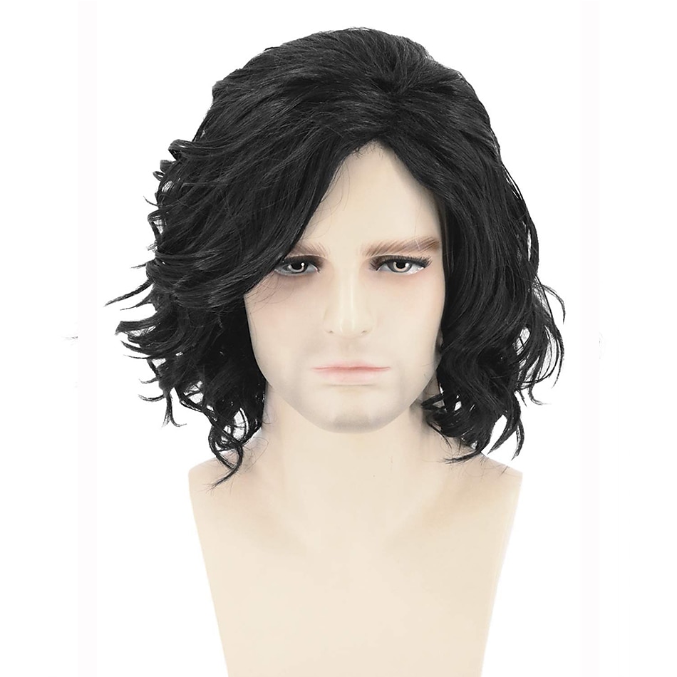 Parrucche Nero per Donne Parrucca Maschile Capelli Corti Ricci Neri Parrucca Fluffy Cosplay Festa Parrucche di Halloween del 2025 a $24.99 –P1
