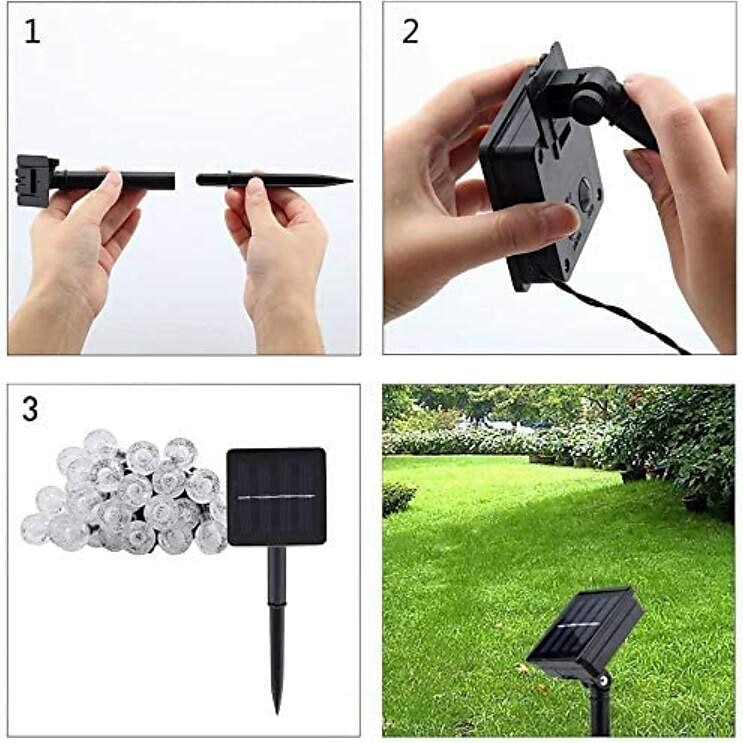 Glob solar șir de lumini în aer liber 10m 50leduri bile de cristal lumini pentru curte nuntă, 8 moduri rezistent la apă pentru grădină, gazon, petrecere, nuntă și decorațiuni de curte 2025 - $18.99 –P9
