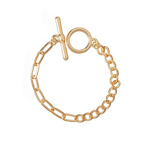 5pcs handmade thick gold color chunky adjustable lasso rhinestone beads bracelet set multi layered round rectangle chain toggle crystal charm bangles for women girls party gifts jewelry 2025 - $5.49 –P5