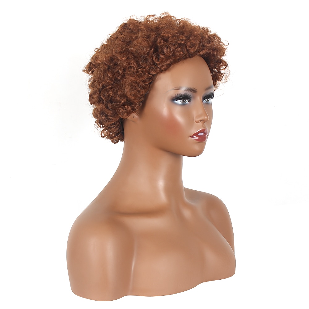 parrucche marroni per le donne parrucca sintetica resistente al calore parrucca riccia corta luce nera dorata capelli sintetici resistenti al calore soffici parrucche afro nere del 2025 a $23.99 –P2