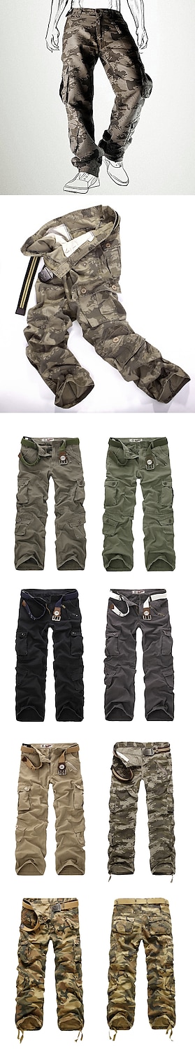 Men's Work Pants Hiking Cargo Pants Hiking Pants Trousers Camo Outdoor Ripstop Multi Pockets Breathable Soft Cotton Pants / Trousers Bottoms Jungle camouflage Army Green Camouflage Grey Khaki Work 2025 - $39.99 –P1