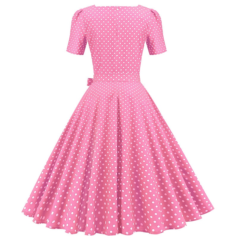 Retrò Vintage Anni 1950 Rockabilly Gonna a cerchio Abito a Linea Tutu A Pois Per donna Festa / Sera Mascherata Addio al Nubilato Adulti Vestito Guanti Orecchini Primavera & Estate del 2025 a $38.99 –P6